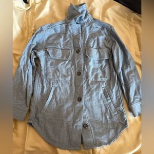 Everlane The Oversized Shacket Jacket Shirt Button Down Pockets Coat Cotton Blue